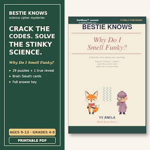 Gross Science Activity for Kids 9-13, Funny Cipher Puzzle Mystery, Printable Secret Code PDF, Why Do I Smell Funky, STEM Detective Book