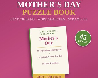 Mors dag-pusselbok | Kryptogram, ordsökningar, pusselspel (PDF för direktnedladdning)