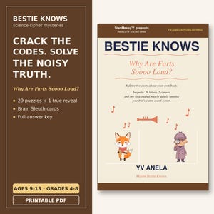 Fart Book for Kids 9-13, Funny Science Cipher Puzzle Mystery, Printable Secret Code Activity PDF, Why Are Farts Soooo Loud, STEM Detective