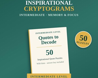 Inspirerande kryptogrampusselbok | Hjärnspel för vuxna med medelnivå (PDF-nedladdning)