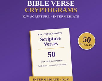 KJV Bibelverskryptogrampussel | 50 hjärnspel för mellanstadiet (utskrivbar PDF)