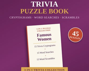 Trivia-pusselbok om kända kvinnor | Kryptogram, ordsökningar, ordförvrängning (PDF-nedladdning)