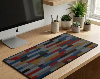 Bold Pixel Desk Mat | Abstract Colourblock Mouse Pad | Office Gaming Decor
