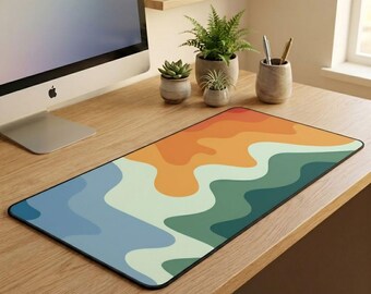 Topographic Map Desk Mat | Colourful Abstract Mouse Pad | Contour Inverse Design