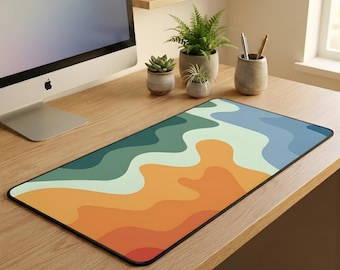 Topographic Contour Desk Mat | Abstract Mouse Pad | Office Keyboard Pad