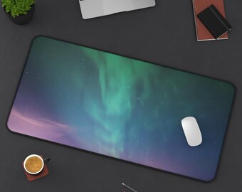Aurora Borealis Desk Mat – Northern Lights Mousepad, Large Keyboard Pad