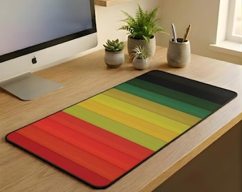 Rainbow Stripe Desk Mat – Bold Spectrum Mousepad, Office Decor