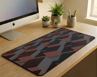 Fault Line Desk Mat – Angular Geometric Warm Tone Abstract Mousepad