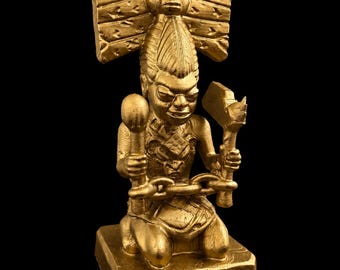 OYA Statue – 8 Inch Hand Painted Metallic Gold Orisha Altar Decor