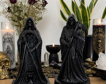 MORI & Santa Muerte Statue Pair | Holy Death Statues | Spiritual Altar Decor | Death Figures | Halloween Decor | 8 Inch Statues