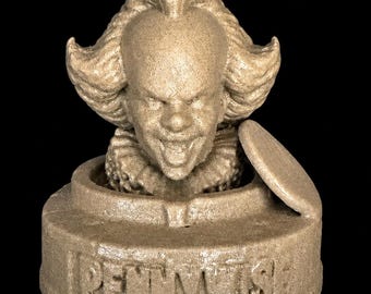 Pennywise Inspired Clown Statue – 5 Inch Horror Clown Bust – Sewer Display – 3D Printed Horror Decor – Halloween Collectible Special Request