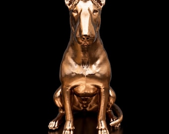 8.5" English Bull Terrier Statue – 3D Printed Metallic Gold Dog Sculpture