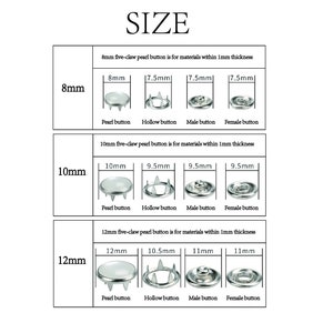 Chiusura a scatto perla, chiusura con bottone a pressione, bottoni a pressione bottoni a pressione, strumento di impostazione dei bottoni, decorazione del panno, materiali per cucire immagine 3