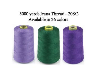 3000 yards Jean thread,Heavy duty thread,Top stitch thread,Denim thread,Polyester Thick thread,Leather thread,Sewing machine thread-20S/2