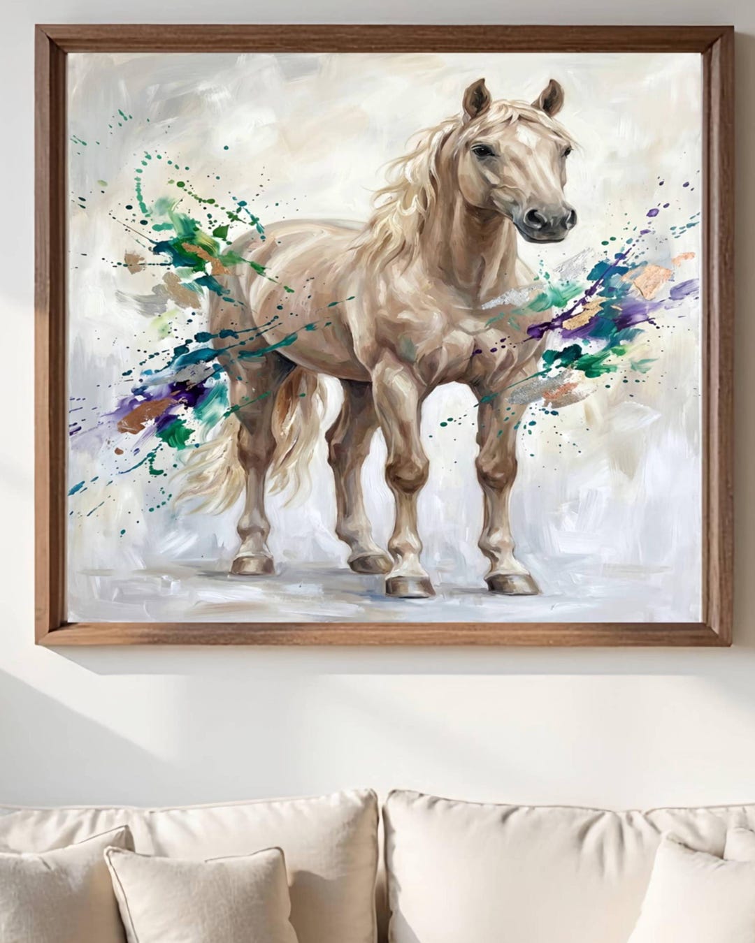 Abstract Horse Painting, Colorful Equine Artwork, Modern Equestrian ...
