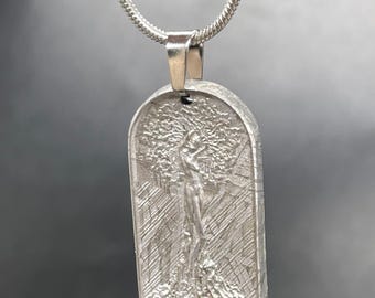 Collar con colgante de meteorito Mouoniolast, joyería de meteorito de hierro, árbol tallado