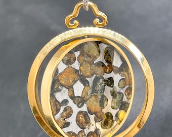 Colgante de meteorito Pallasita Seymchan, Meteorito Oliva, Recubrimiento Anticorrosivo, Regalos de Colección