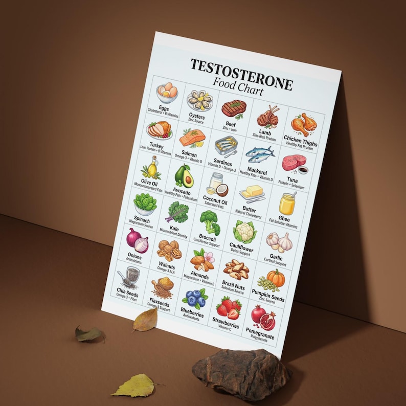Low Testosterone Food List Printable, Testosterone Food Chart Poster ...
