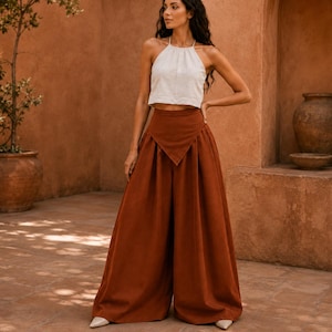 Wide Leg Palazzo Pants PDF Pattern, High Waist Flowy Trousers Pattern, Minimalist Statement Pants, Designer Inspired Outfit