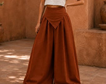 Patroon voor wijde palazzo broek (PDF), patroon voor zwierige broek met hoge taille, minimalistische statement broek, outfit geïnspireerd op een designer