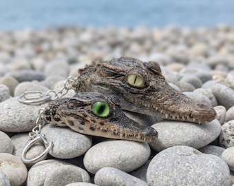 Prepared Alligator Head Keychain | Reptilian Bag Charm | Macabre EDC Accessory