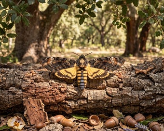 Prepared Death's-head Hawkmoth Mount | Spread Wing Insect Art | Gothic Desk Decor