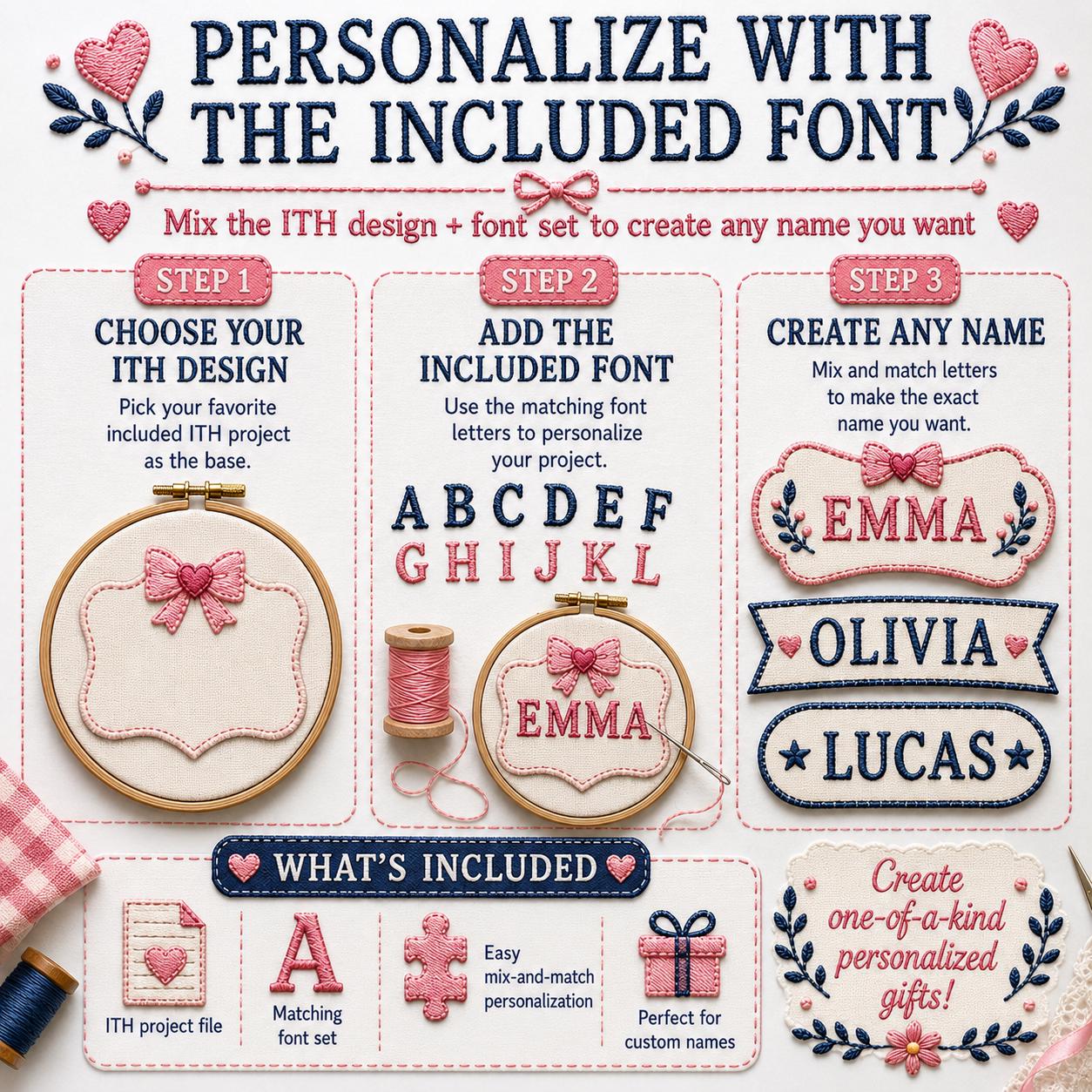 ITH Applique Name Tag Shapes Bundle With Matching Font, in the Hoop ...