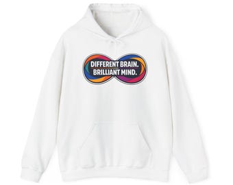 Bluza z kapturem "Inny mózg, genialny umysł", bluza z nadrukiem "Neurodiversity Pride", prezent z okazji "Autistic Pride"