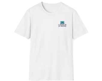 Koszulka retro PC z napisem „Działa na moim komputerze” | Programista Dev Humor