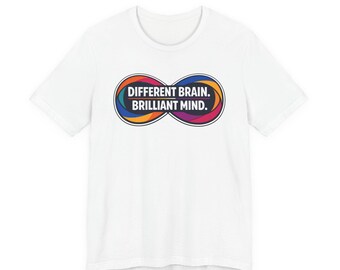 Koszulka „Inny mózg, genialny umysł”, koszulka z akceptacją autyzmu, koszulka z motywem dumy neuroróżnorodności, prezent z okazji dumy autystycznej