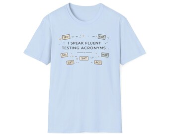 Koszulka z akronimami testowymi | Mówię płynnie, akronimy testowe, SAT ACT
