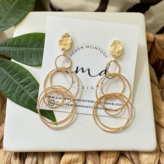 Gold Circle Earrings on Gold Post