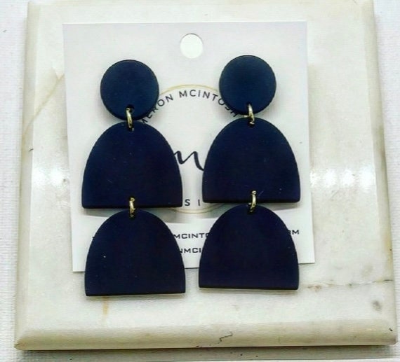 Black Geometric Polymer Clay Earrings