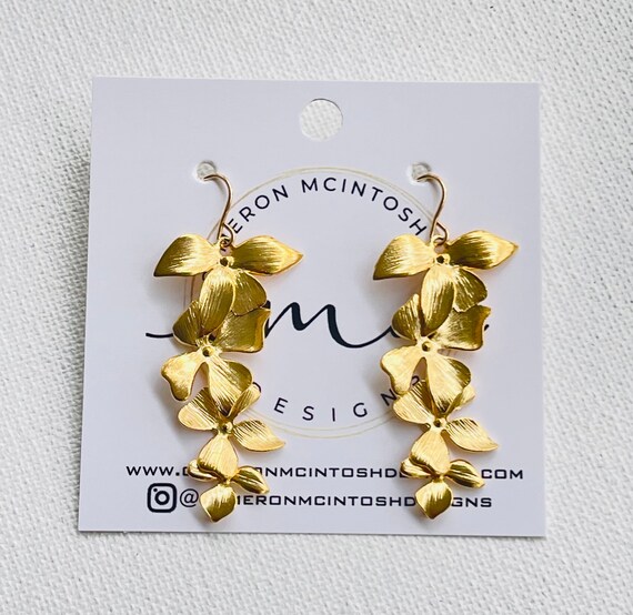 Gold Tiered Orchid Earrings