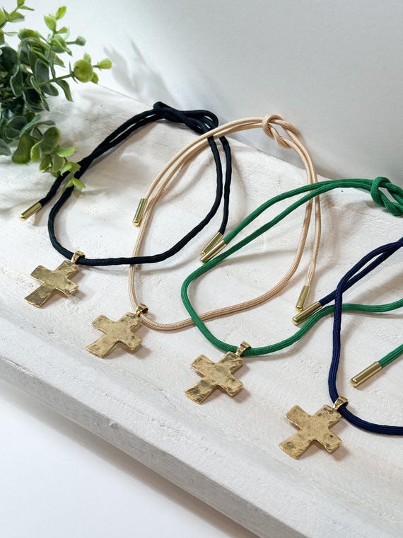 Cord Necklace With or Without Hammered Cross Pendant