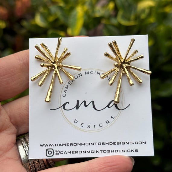 Gold Starburst Stud Earrings