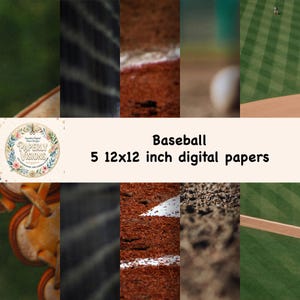 Fonds photographiques sur le thème du baseball | 5 papiers numériques à télécharger instantanément | Scrapbooking, journal intime, loisirs créatifs