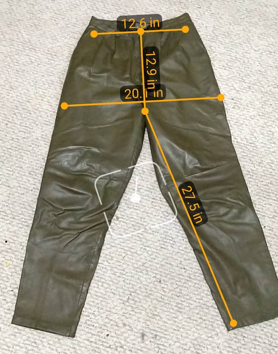 Vintage 90s Leather Pants/ 1990s Green Leather Pa… - image 10