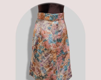 Vintage 60s Floral Pencil Skirt/ 1960s Vintage Pastel Skirt/High Waisted Vintage Skirt/ Handmade Skirt/Madmen Pencil skirt  Size Medium