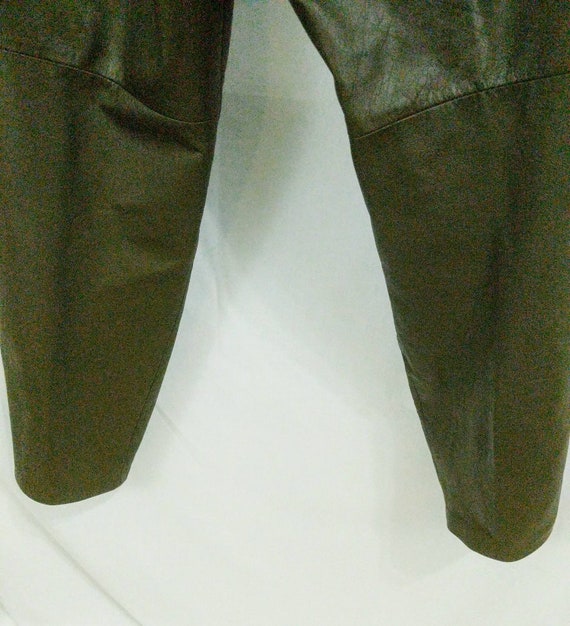 Vintage 90s Leather Pants/ 1990s Green Leather Pa… - image 8