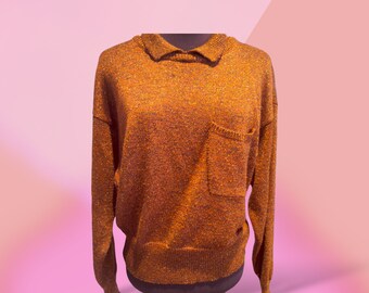 Vintage 1980s Glittery Orange Liz Claibourne Cropped Sweater