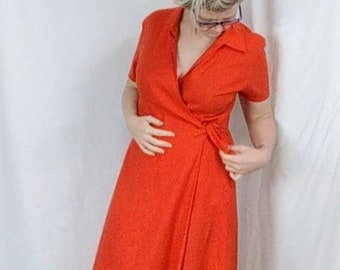 Orange Wrap Dress | Etsy