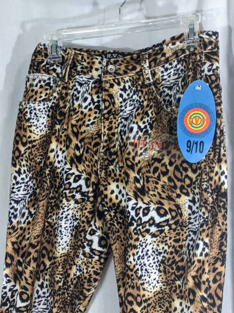 Vintage 90s Leopard Print Pants/1990s Animal Print Pants/Fuzzy Pants Size Small image 7