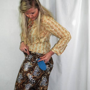 Vintage 90s Leopard Print Pants/1990s Animal Print Pants/Fuzzy Pants Size Small image 4