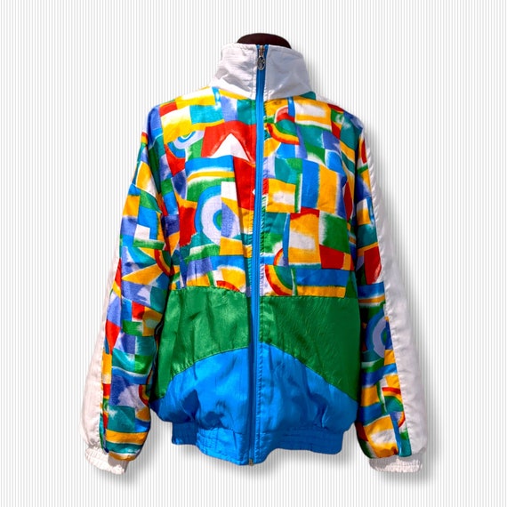 Vintage 1990s Colorful Abstract Print Windbreaker