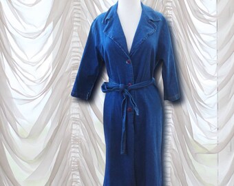 Vintage 70s Denim Shirt Dress Button Down Jean Dess Medium