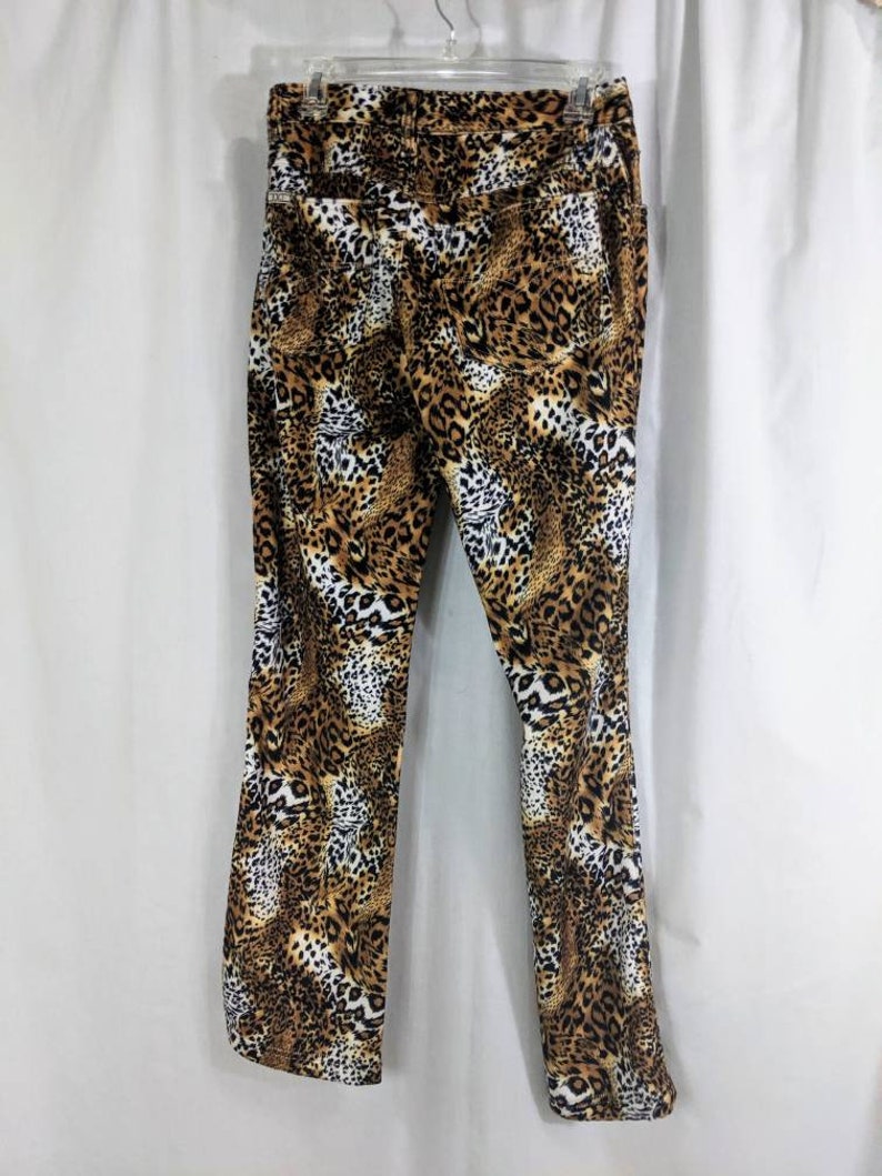 Vintage 90s Leopard Print Pants/1990s Animal Print Pants/Fuzzy Pants Size Small image 6