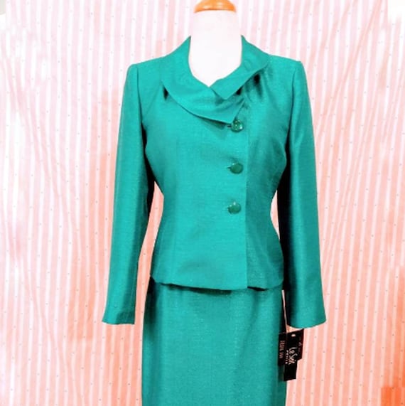 Le Suit Skirt Suit For Women Teal Blazer Metallic