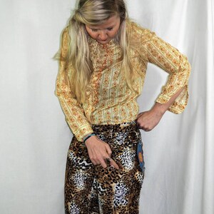 Vintage 90s Leopard Print Pants/1990s Animal Print Pants/Fuzzy Pants Size Small image 3