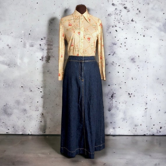 1990s Vintage Eddie Bauer Denim Midi Skirt - image 1